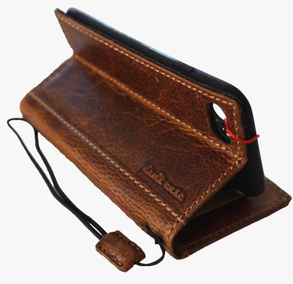 Handmade leather phone case for iPhone 16, 12, 13, 14, 15 Pro Max, XS, SE, with wallet and book cover design by DAVISCASE.