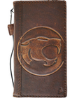 Handcrafted genuine leather phone case for iPhone 11-15 Pro Max, vintage dog paw design, credit card slots, full grain leather by DAVISCASE.