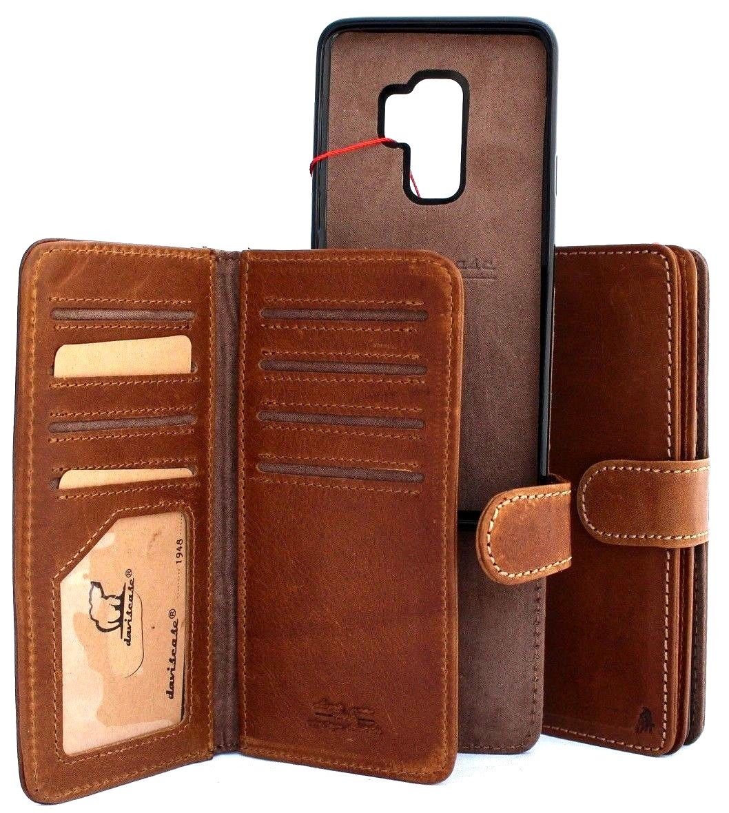 Handmade genuine leather phone case for Galaxy S22, S21, S20, Z Fold 4, Note A71, A52, A55, with luxury clasp by DAVISCASE.