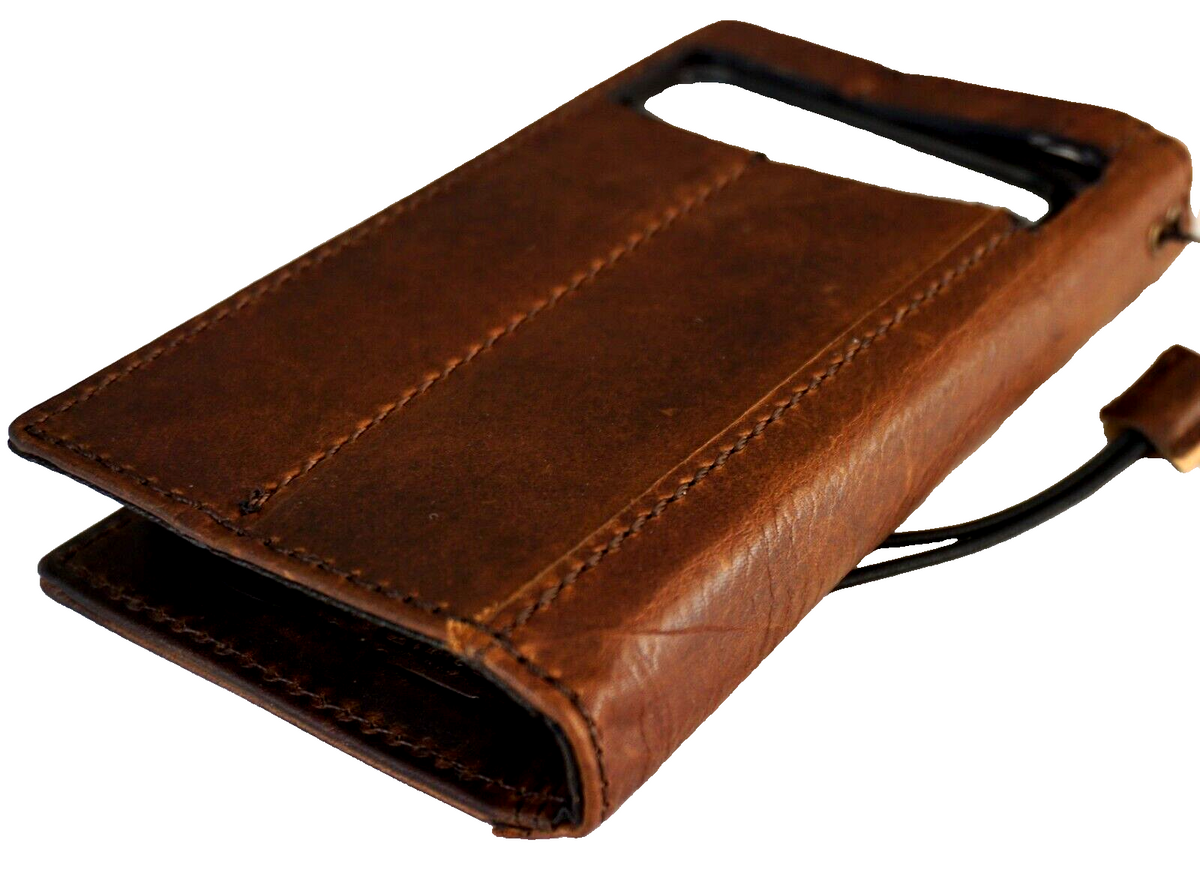 DavisCase genuine leather wallet case for Google Pixel Fold 7A, 7, 8 Pro, 6, 6A with Tree of Life Adam and Eve design and stand feature.