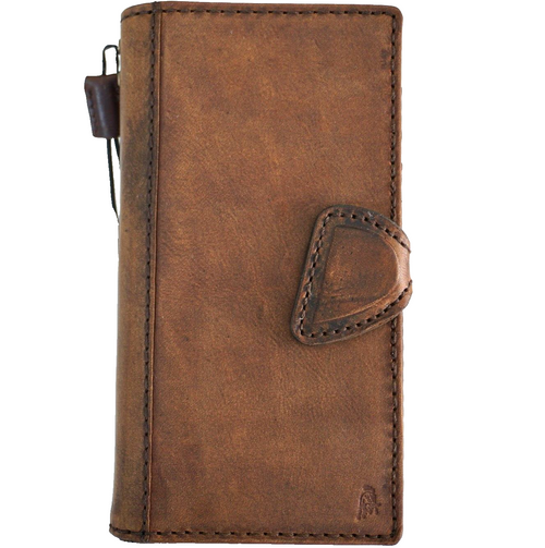 Genuine leather Google Pixel Fold phone case by DAVISCASE with wallet design, stand feature, and wireless charging compatibility.