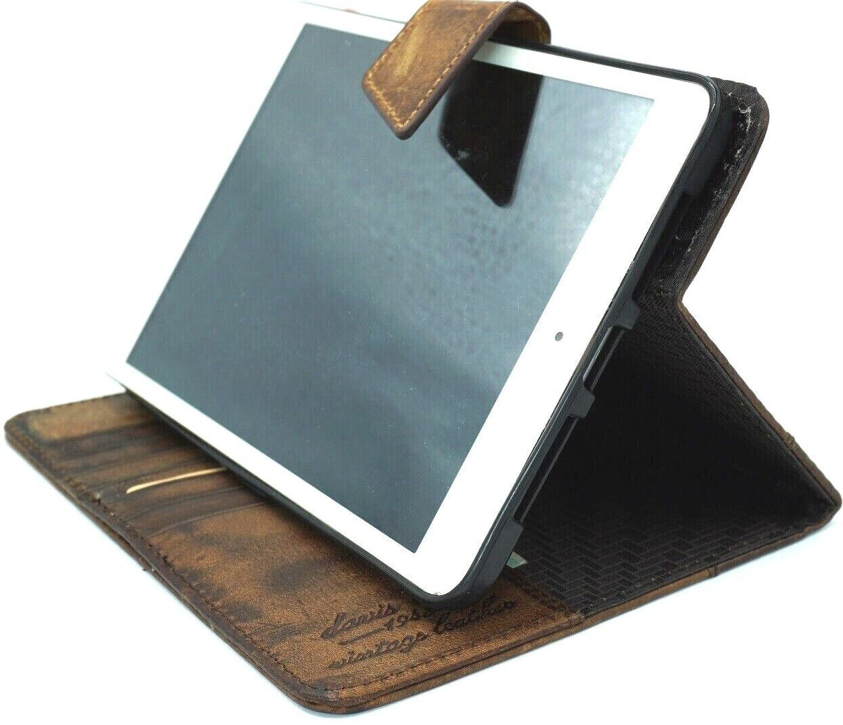 Genuine leather iPad Mini case by DAVISCASE with card slots, handcrafted, fits 4th to 7th generation, luxury Polish design 2024