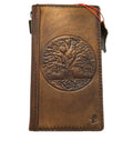 Handmade genuine leather phone case for iPhone 17, 16, 12, 13, 14, 15 Pro Max, featuring Tree of Life embossing by DAVISCASE.