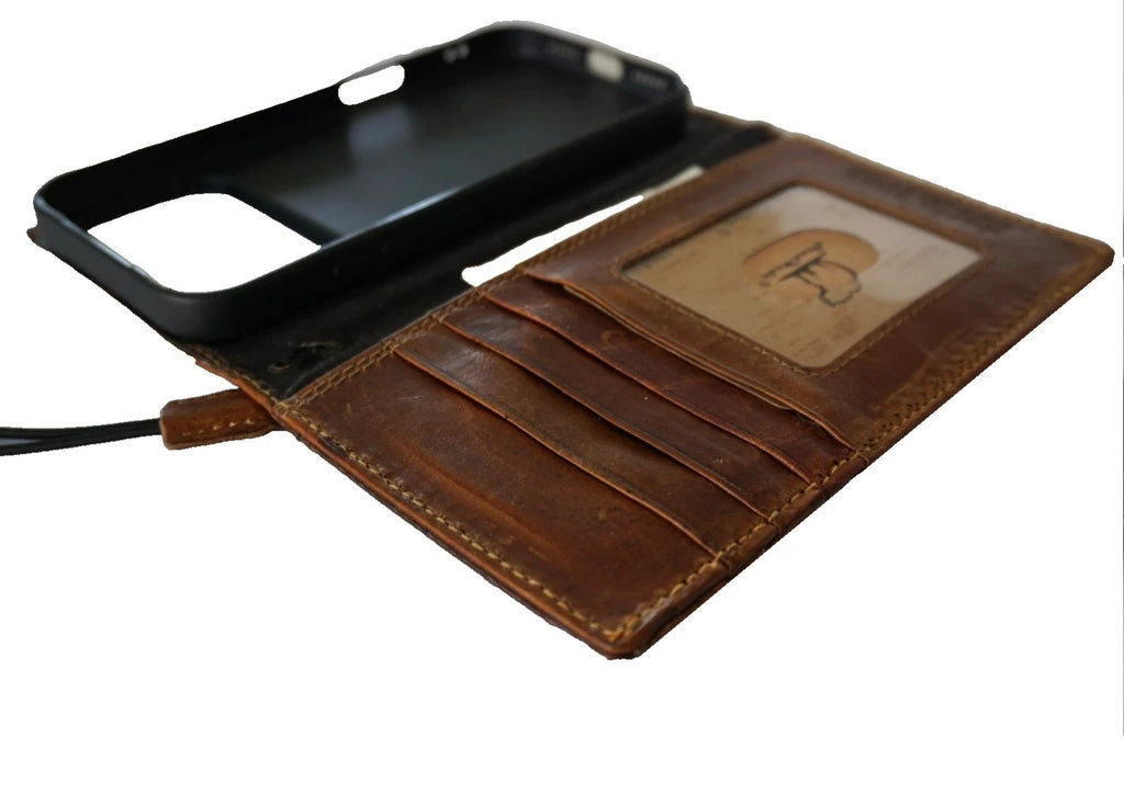 Genuine leather DAVISCASE book wallet case for Google Pixel 10, 9, 8, 7 Pro XL with full grain paw stamp design.
