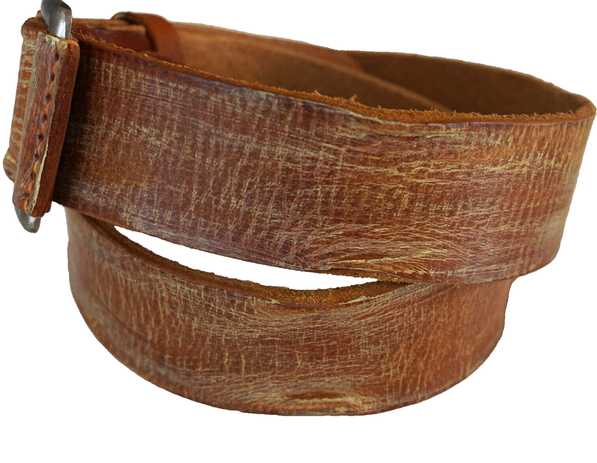 Handmade genuine leather belt for men and women with vintage retro style, available in multiple sizes and washed art design.