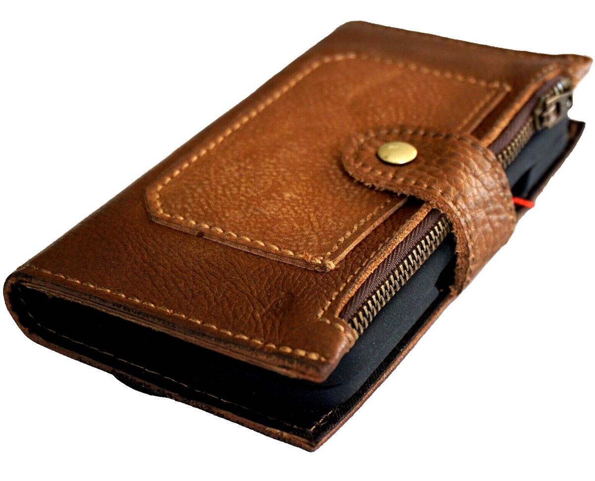 Genuine leather Google Pixel Fold 7A 7 8 Pro 6 6a wallet case with stand, zipper closure, wireless charging cutout by DAVISCASE