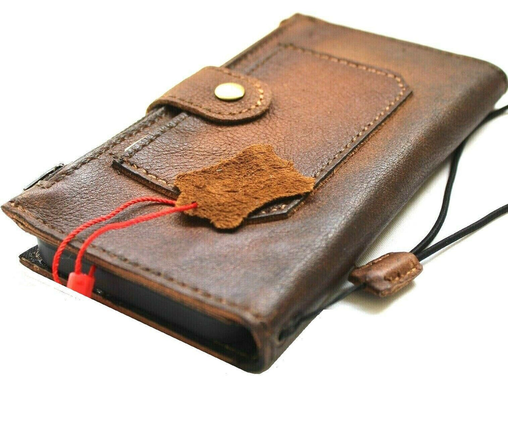 Handmade genuine leather phone case for Galaxy S26, S25 Ultra, Z Fold 4-7, featuring zipper, wallet, and mini book design by DAVISCASE.