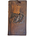 Handmade genuine leather wallet case for Galaxy Z Fold 3-8 by DAVISCASE, featuring scorpion craft and oiled finish.