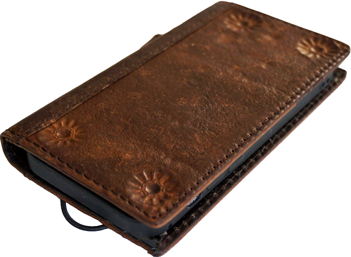 Handmade genuine leather phone case for iPhone 11-18 Pro Max with vintage style, credit card slots, rustic crafts by DAVISCASE