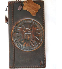 Genuine Leather Case For Apple iPhone 11 12 13 14 15 Pro Max 7 8 plus Eagle crafts falcon SE XS Wallet Book Vintage Style Credit Card Slots Cover Wireless Full Grain Davis luxury Mini Art Diy German 48