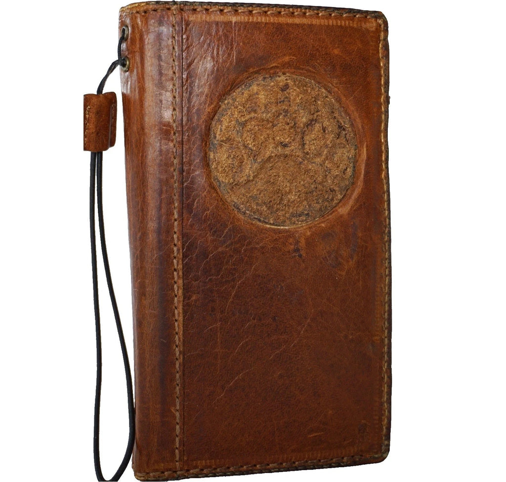 Genuine leather Google Pixel case by DAVISCASE with book wallet design, full grain leather, and paw stamp for Pixel 7, 8, 9, 10 Pro XL.