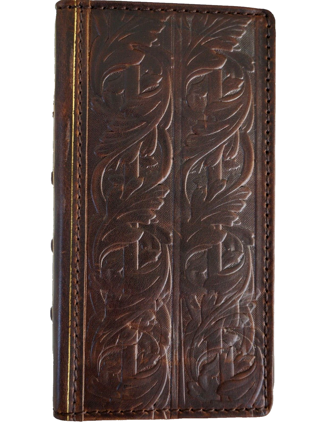 Genuine leather Bible book wallet case for Google Pixel phones by DAVISCASE, featuring stamp art design and precise cutouts.