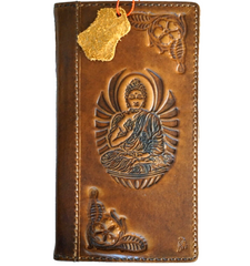 Genuine Leather For Galaxy s22 s21 s20 S23 S24 Ultra Note Fe 10 20 21 A13 A71 A51 A12 A31 4G 5G Case Plus Art Wallet Book Vintage Style Credit Cover Wireless Full Grain Luxury Diy Mini Buddha