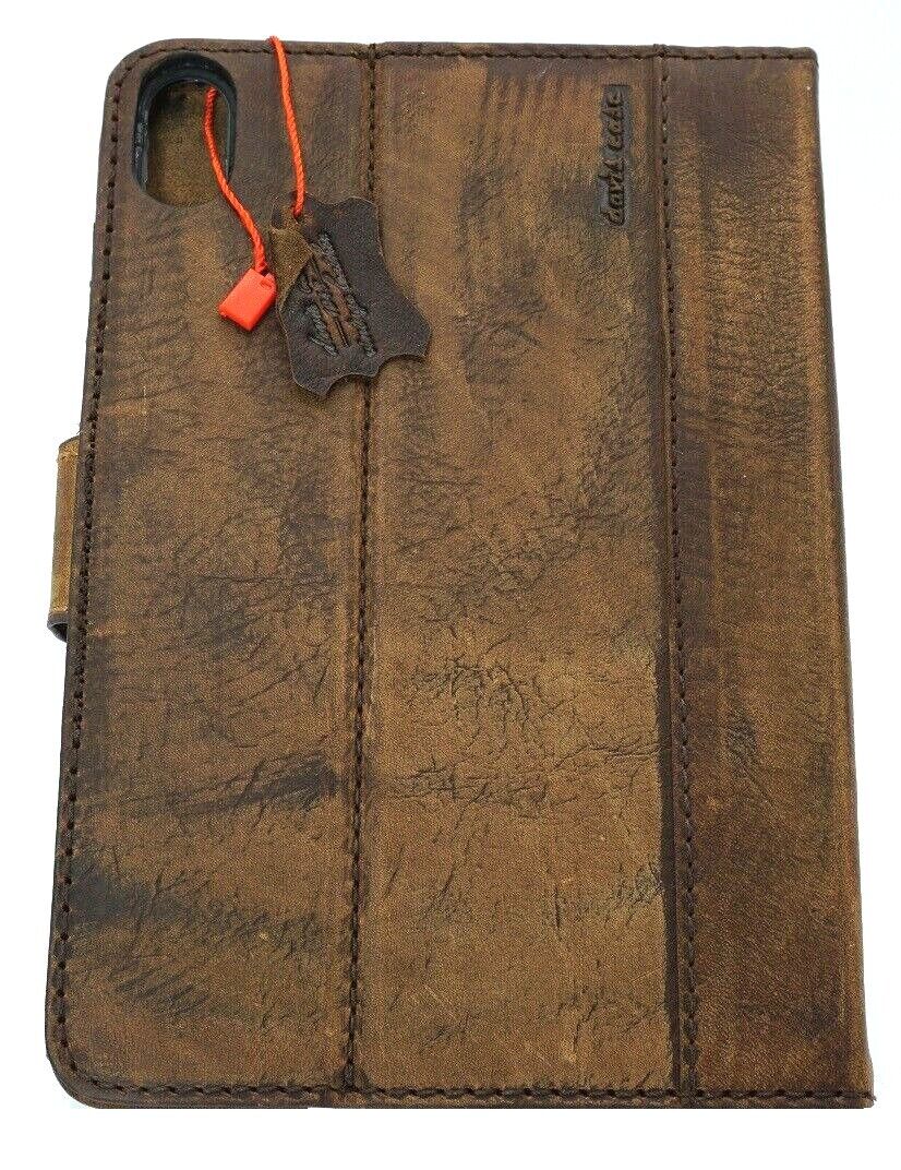 Genuine leather DAVISCASE iPad Mini 7th Gen case with card slots, handmade, black rubber cover, for Apple iPad Mini 4-7.