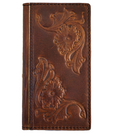 Handmade genuine leather wallet case for Galaxy Z Fold 8, 3, 4, 5, 6, 7, in Tan with intricate art Bible design by DAVISCASE