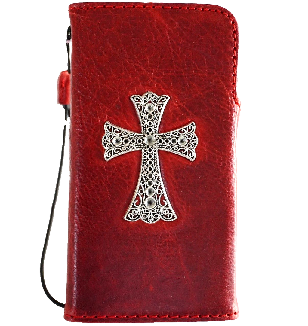 Handmade genuine leather Galaxy S24 Ultra case by DAVISCASE with red wine color, magnetic closure, rubber holder, and wireless charging.
