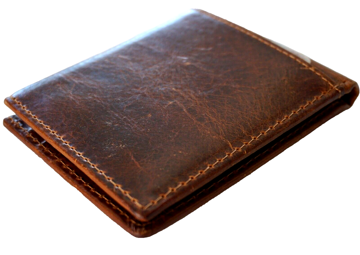 Men's genuine leather wallet with credit card slots and bill compartment, handcrafted in tan by DAVISCASE.