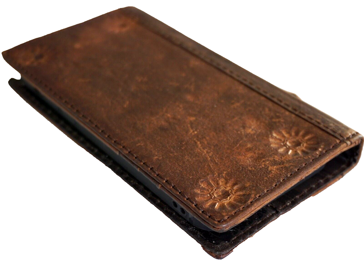 Handmade genuine leather phone case for iPhone 11-18 Pro Max with vintage style, credit card slots, and rustic craft design by DAVISCASE.