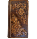 Genuine leather Google Pixel case by DAVISCASE with flower art design, featuring wallet-style features for Pixel 6, 7, 8, and 9 Pro XL.