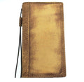 Handmade vintage leather phone case for iPhone models, DAVISCASE, with a mini art tan wallet cover featuring a polished, stylish design.