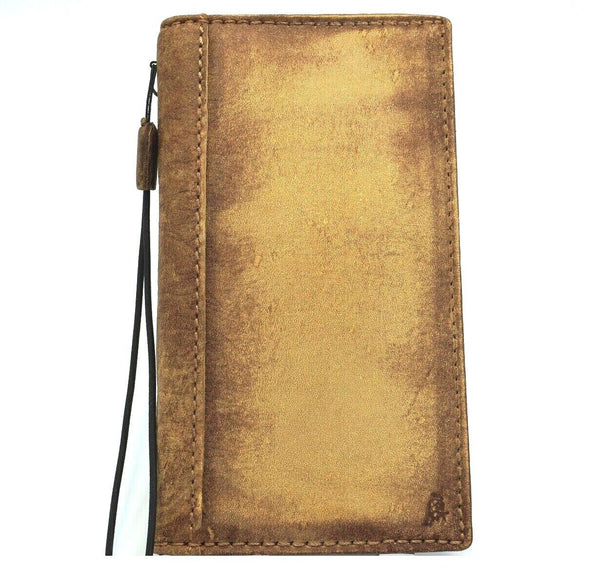 Genuine Leather Case For Apple iPhone 16 12 13 14 15 Pro Max 8 plus diy crafts SE Wallet Book Vintage Style Credit Cover Mini Art Tan Ston Wash polishing