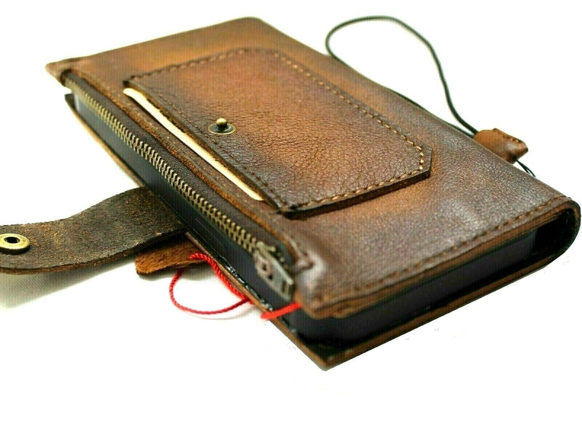 Handmade genuine leather phone case for Galaxy S26, S25, Z Fold 4-7, FE Edge, with zipper and wallet features by DAVISCASE.