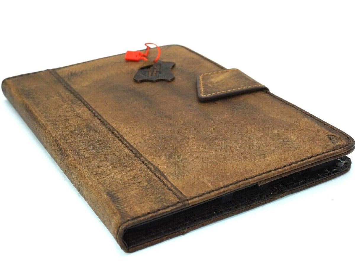 Genuine leather DAVISCASE for iPad Mini 7, 6, 5, 4, 3, 2, and 1 with card slots, handcrafted luxury cover in black.