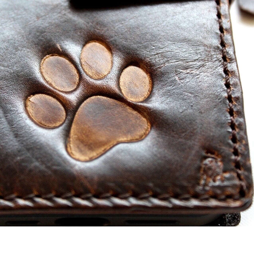 Genuine leather DAVISCASE phone case for Galaxy S24, S22, S21, S20, Note, A03S, A13, A71 with vintage art wallet style.