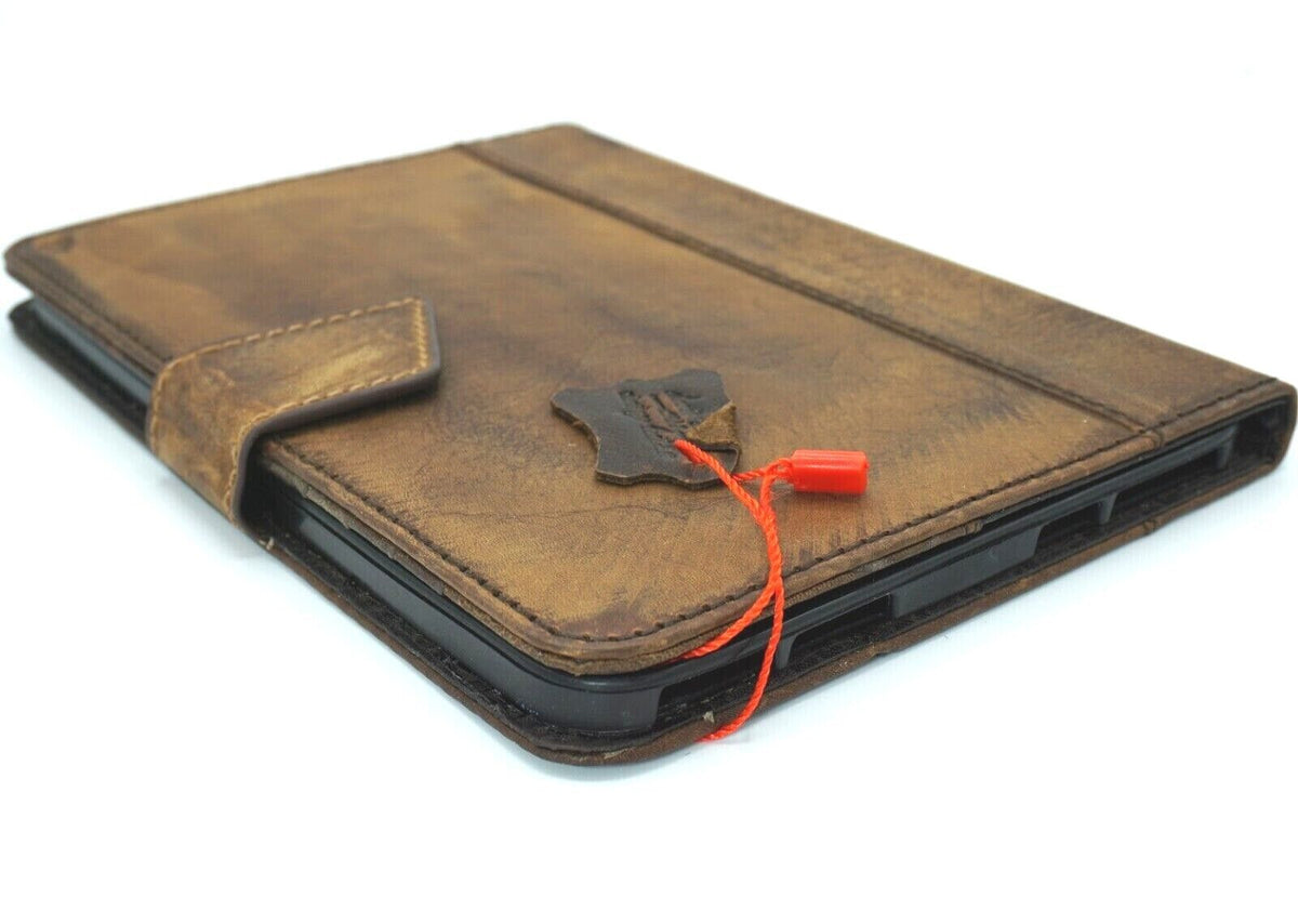 DavisCase genuine leather iPad Mini 7-5 case with card slots, handcrafted, luxury black cover for Apple iPad Mini 7th Generation.