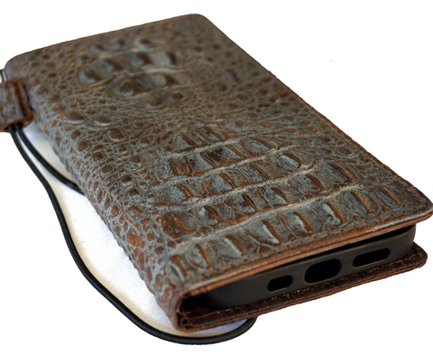 Genuine Leather For Galaxy s22 s21 s20 S23 S24 Ultra Stone Note FE 9 10 20 21 A71 A51 A12 A31 4G 5G Case plus Lile Wallet Book Vintage Crocodile  Polish Style Credit Cover Wireless Full Grain Davis luxury  Diy  Mini