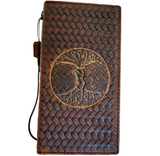 Genuine Leather Case For Apple iPhone 11 12 13 14 15 Pro Max 7 8 plus Crafts falcon SE XS Wallet  Book Vintage Tan Style Credit Card Slots Cover Wireless Full Grain The Tree Of Life  luxury Mini Art Diy Embossing  1948