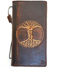 Handmade leather phone case for Samsung Galaxy S22, S21, S20, S23, S24, S25 Ultra and Z Fold 3-7 with Tree of Life design.