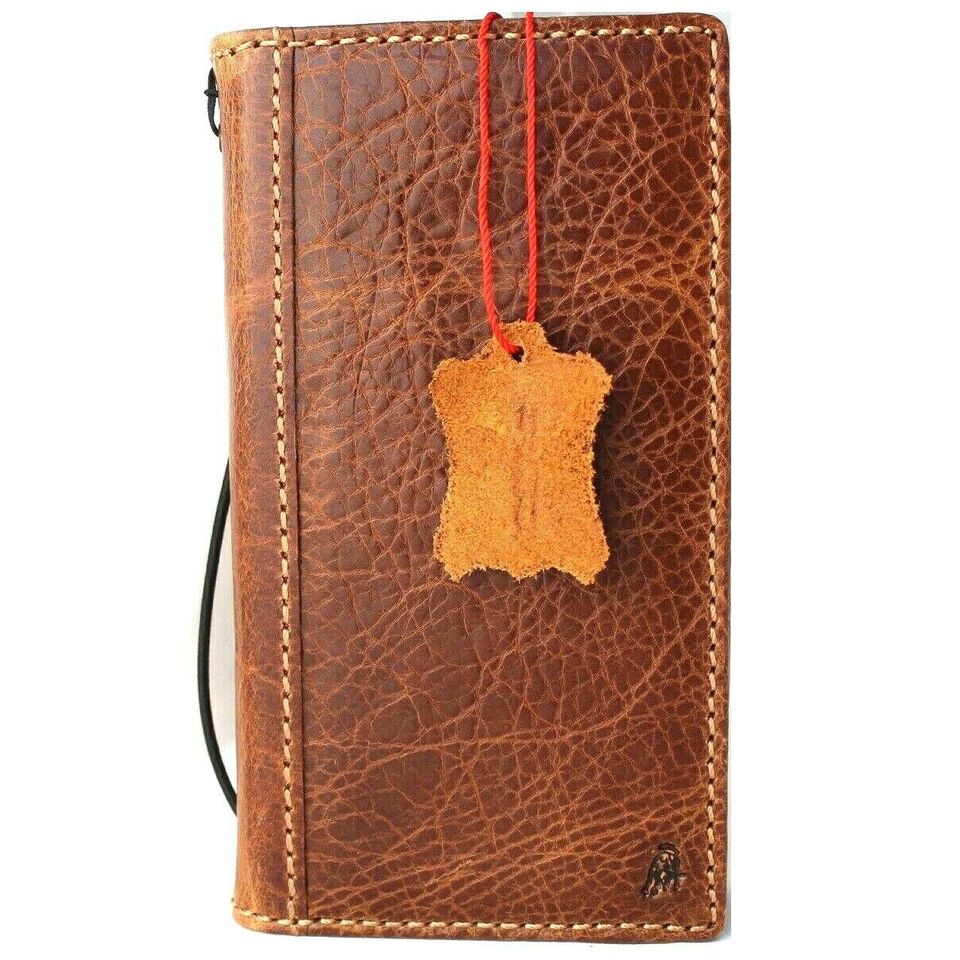 Genuine vintage brown leather Sony Xperia 1 V book wallet case with card slots, handmade luxury slim cover.