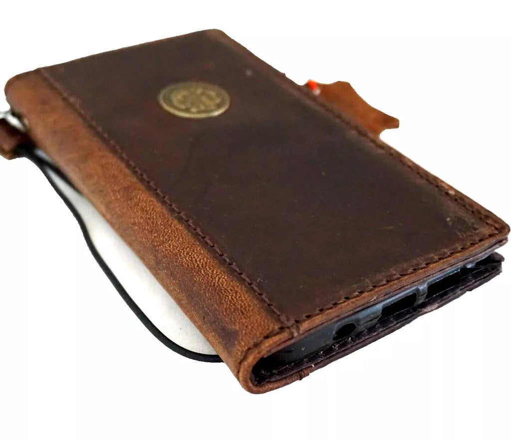Handmade genuine leather phone case for Galaxy S series and Z Fold 3-6, featuring wallet and mini coin compartment, by DAVISCASE.