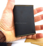 Genuine Leather man mini wallet Money credit cards pocket small s handmade ab