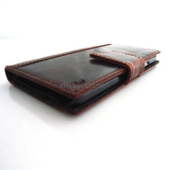 genuine oil leather Case For Samsung Galaxy Note 3 book wallet handmade brown 