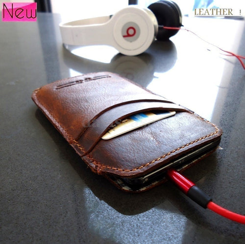 Handmade genuine leather phone case for Samsung Galaxy Ace 2 I8160, featuring a pull-fit design and classic craftsmanship.