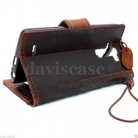 Vintage genuine leather hard case for LG G3 phone, handmade slim book wallet with magnetic closure, luxury protective cover.