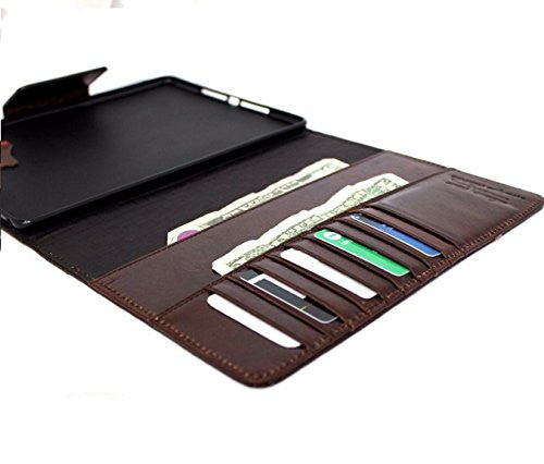 Brown genuine leather iPad Pro 12.9 (2015) case by DAVISCASE, with handmade design, card slots, stand feature, slim fit, and luxury feel.