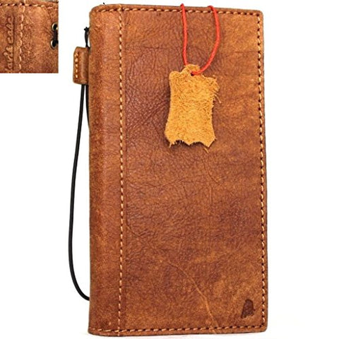 Echtleder-Hülle für iPhone 7 Plus, Buch-Brieftaschen-Cover, Kartenfächer, schlankes Vintage-braunes Daviscase