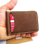 Mini-Geldbörse für Herren aus echtem Büffelleder, Geld-Ausweis-Kreditkartenfach, kleines Lite-Daviscase-Gehäuse