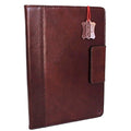 Brown vintage leather iPad Pro 12.9 case by DAVISCASE with credit card slots, stand feature, handmade slim design, luxury cover
