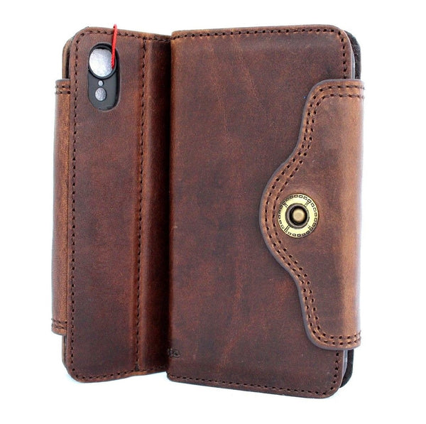 Genuine oiled leather for apple iPhone XR case cover wallet credit soft holder book prime retro slim Art Jafo Tic