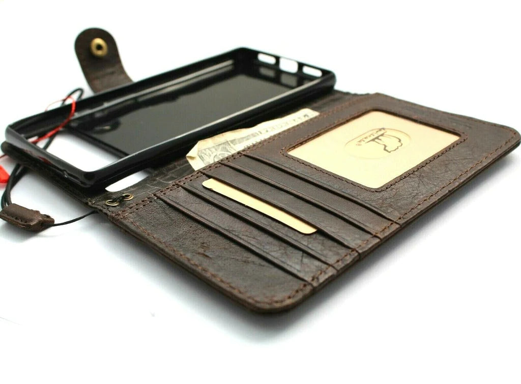 Genuine leather Google Pixel 7 Pro case by DAVISCASE, handcrafted book wallet style with card slots and premium finish.