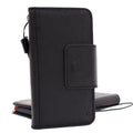 Handmade black leather wallet case for Samsung Galaxy S9 with magnetic closure, Jafo design, by DAVISCASE.