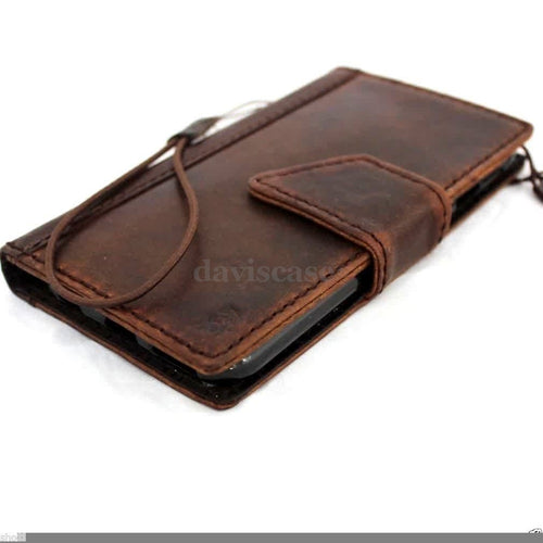 Handmade genuine Italy leather iPhone 6 flip case with wallet slots, credit card holder, magnetic closure, luxury design.