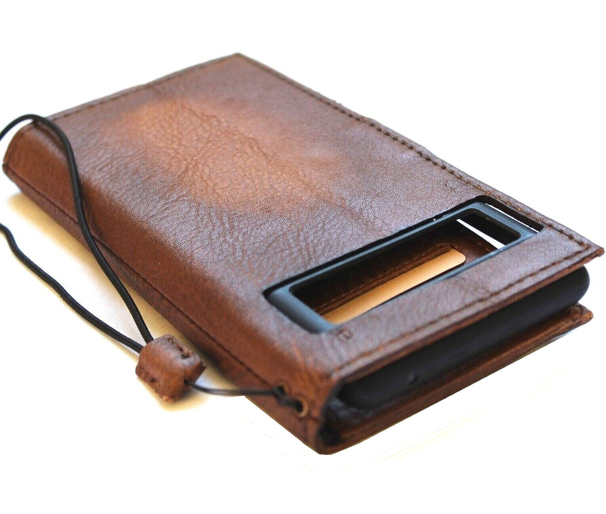 Genuine leather Google Pixel 7 Pro case by DAVISCASE with wallet design, stand feature, zip closure, and wireless charging compatibility.