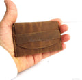 Genuine leather men's mini wallet by DAVISCASE with slim design, ID and credit card slots, minimal and compact for everyday use.
