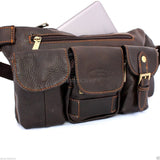Genuine full Leather wallet Bag man zipper Waist Pouch sling backpack cellphone uk 