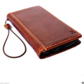 Light brown genuine Italian vintage leather phone case for LG G3, handmade slim wallet cover with book-style design.